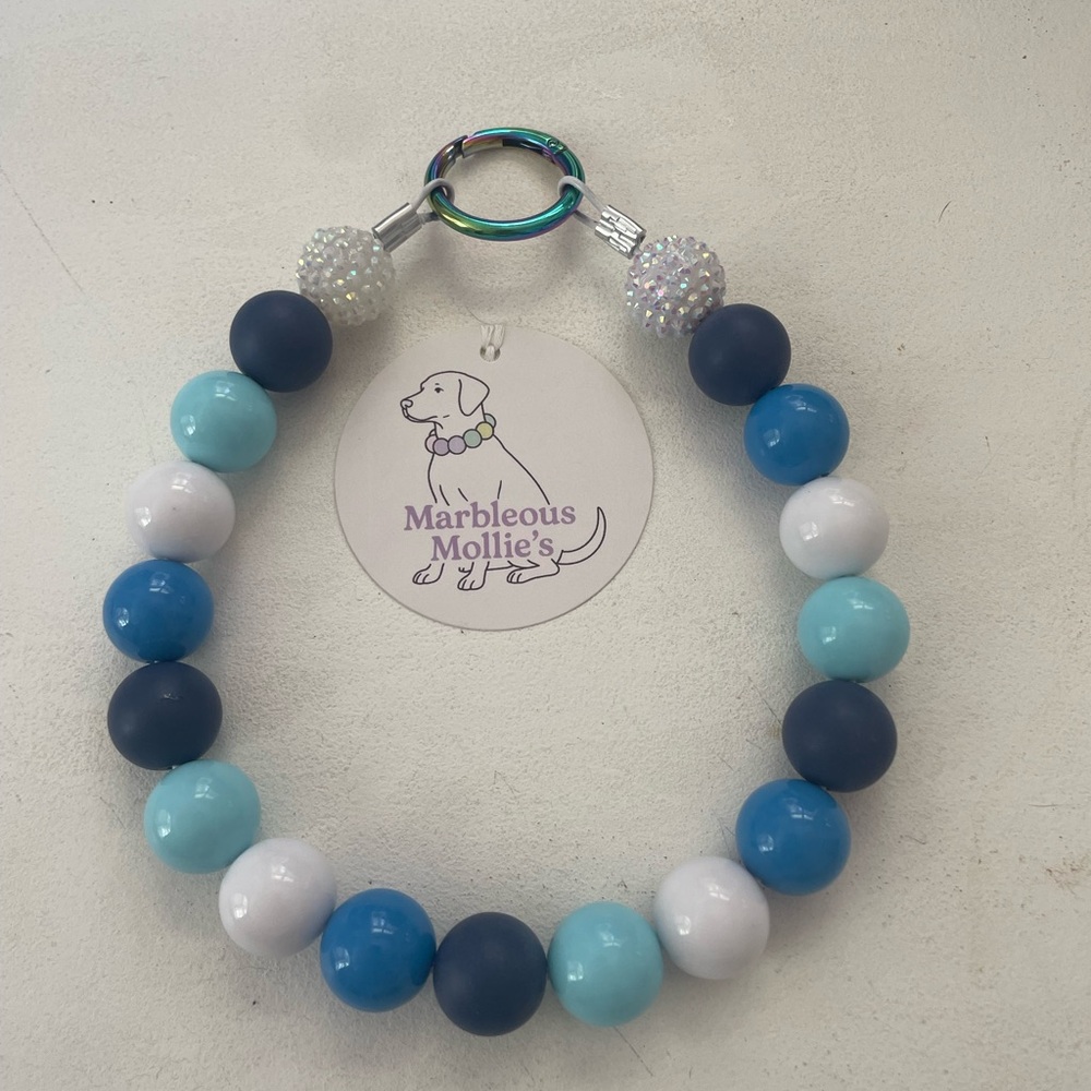 Blue and White Beaded Pet Necklace